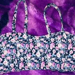 Floral Print Strappy Crop Top